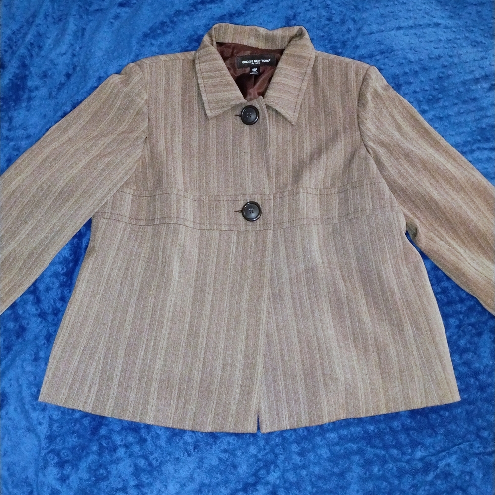 Briggs New York Brown Striped Wool-Blend Blazer Jacket